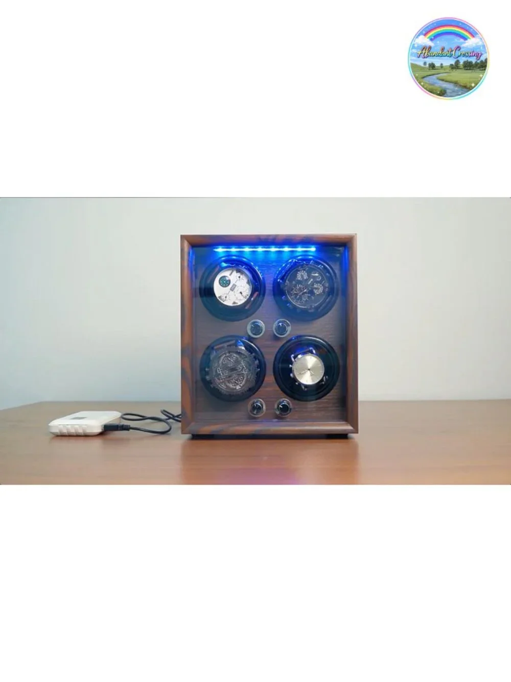 Watch Winder for 4 Automatic Watches, Rotating Watch Box with Wooden Exterior,